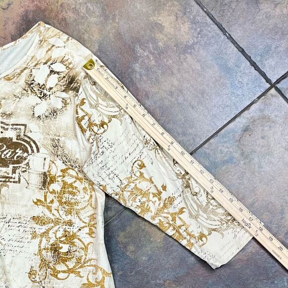 Tape Measure Coffee Bar Top 3/4 Sleeve 2X - Picture 5 of 10